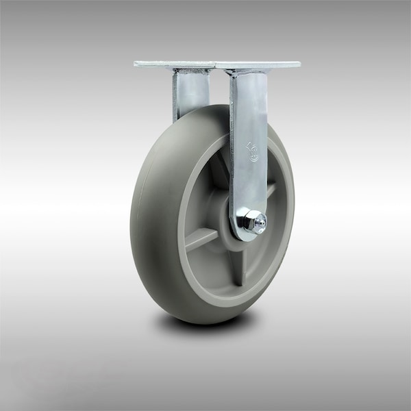 8 Inch Stainless Steel Thermoplastic Rubber Wheel Rigid Caster with Ball Bearing